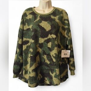 Fuzzy Camo Pullover Sweatshirt